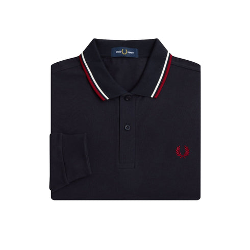 Fred Perry Polo Polo Uomo lunga Twin Tipped Blu bianco rosso - Francavilla Moda